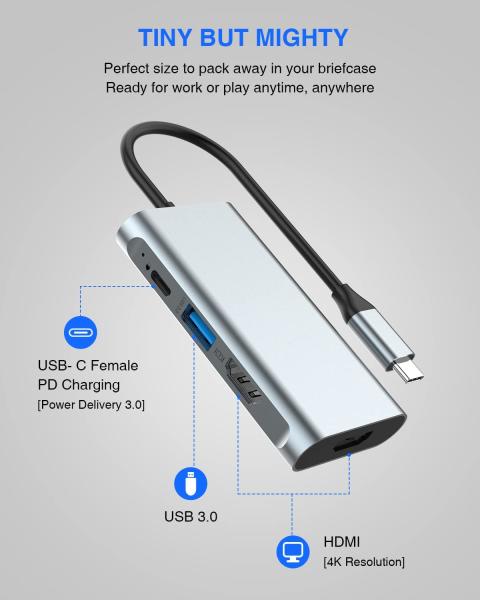 4 In 1 Usb C Adapter Dual Hdmi To USB3.0 Thunder Ports