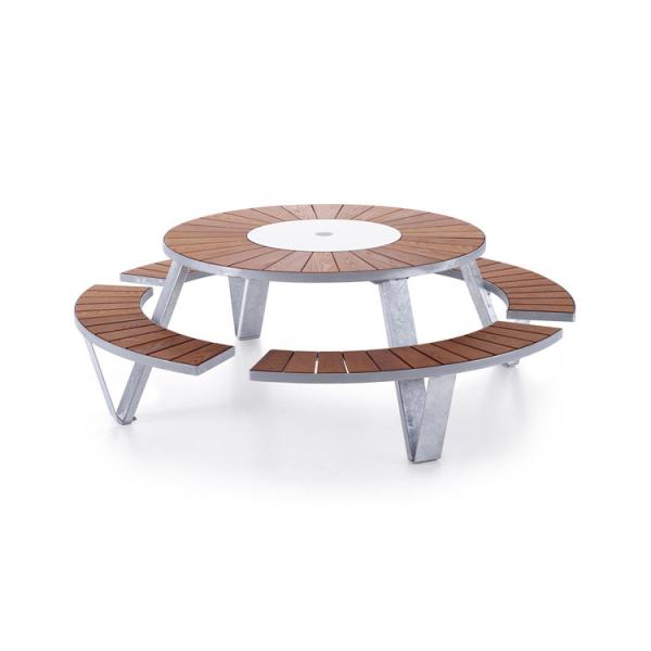 Aluminum Patio Wood And Metal Dining Table With Bench Customized Size