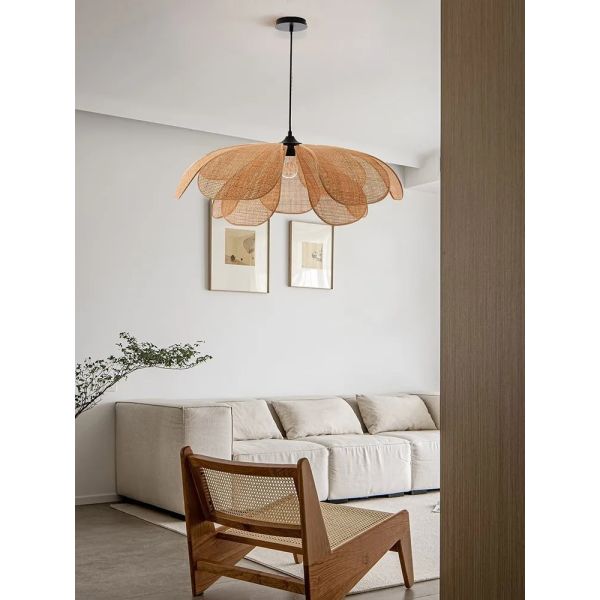Restaurant Lighting Living Room Parlor Bar Decor Japanese Wicker Art Petal Pendant Light(WH-WP-141)