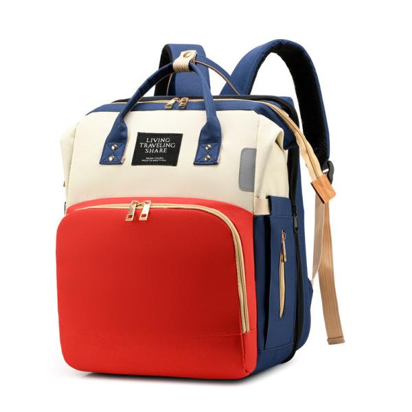 Travel Diaper Backpack Newest Fashionable Style with Waterproof Baby Folding Crib Bed