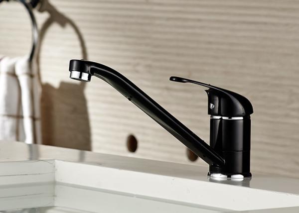 Black Painting Long Neck Kitchen Faucet , ROVATE Kitchen Sink Mixer Taps