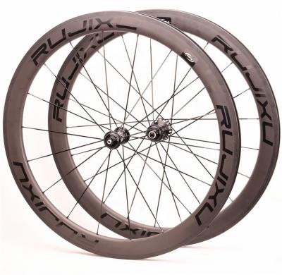 RUJIXU Jeu de roues de vélo de route 700C en fibre de carbone pour pneus, 38/50mm, système de freinage V-Brake pour vélos