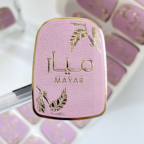 Custom Embossed Logo Gold Aluminum Stamping Pink Sticker 50ml Candle Sticker Perfume Glass Bottle Label Sticker 3d 2025