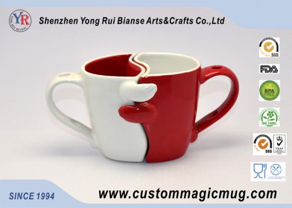 Fashion Novelty Porcelain Couples Coffee Mugs , Heat Sensitive Magic Mug