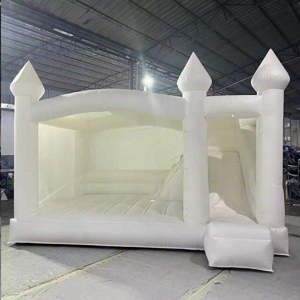 Pure White Wedding Bounce House With Slide Kids Jumping Castle