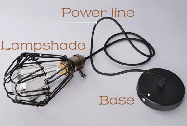 Classic Black Nordic Industrial Lampshade Cover Guard Birdcage Vintage Pendant Lights