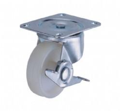 light duty 2  side brake white PP fat caster USA style,  3 inch rigid industry steel casters caster silver