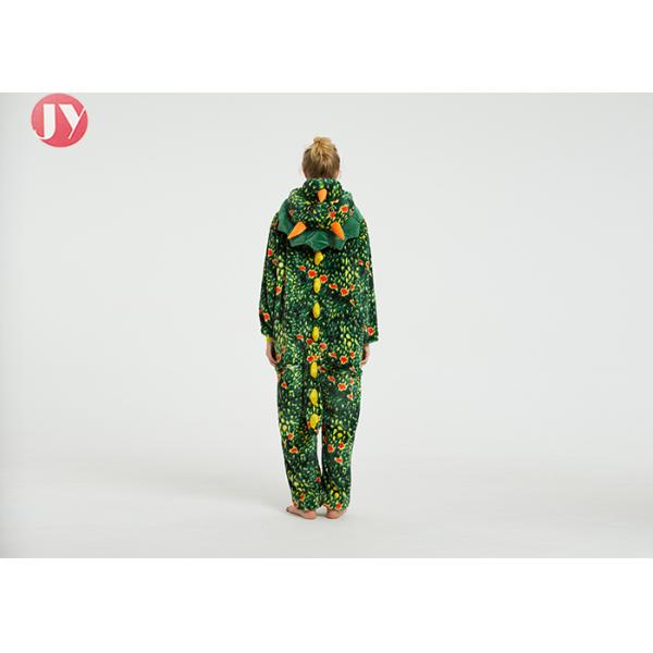 Wholesale Polyester Fluffy Flannel Fleece green African dinosaur Kigurumi onesie pajamas