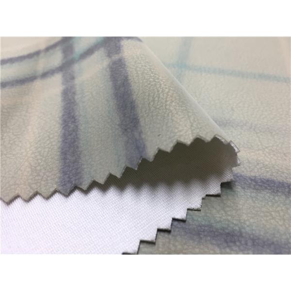 Coat 0.7mm Printed Polyurethane Leather Fabric Surface Grids Normal Tearing Strength