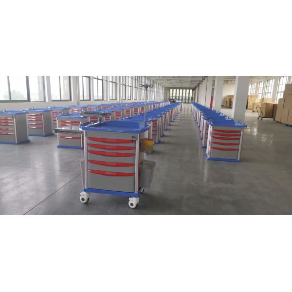 Hospital Medical Records Crash Cart  ABS Emergency Medical Cart Trolley  with Drawers Trolley Medical