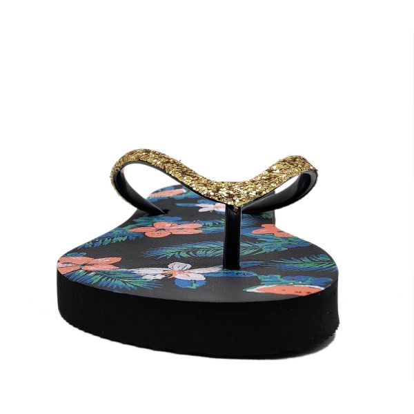 Glitter Uppers Impression florale Flip Flops pour femmes Chaussures Sandals Marque OEM