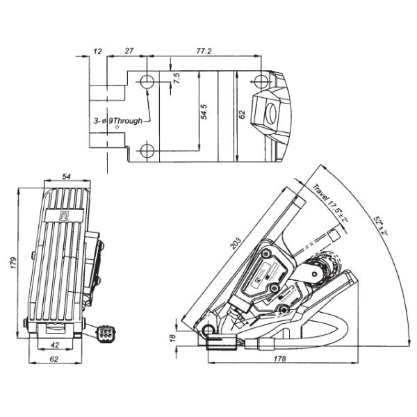 TCF1 Series Truck Accelerator Pedal , Electronic Floor Mounted Foot Throttle Pedal