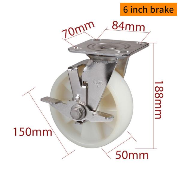 EDL 6 pulgadas rueda de rueda de acero inoxidable construida para uso pesado con material TPA y carga de 420 kg S716P-25