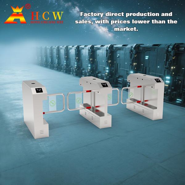 HCW Anti Rush Face Recognition Turnstile Single Pole 500mm Width Swing Barrier Gate