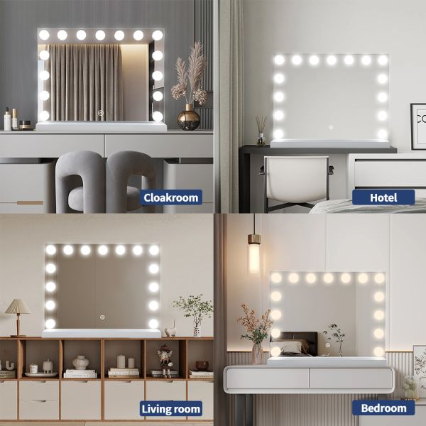 Frameless Hollywood Vanity Mirror IP44 IP66 3 Lighting Modes Smart Touch Vanity Mirror