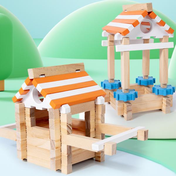 Creative Wooden Colorful Building Blocks Game Early Education Enlightenment Building Toy Educational Engineering Training Toy