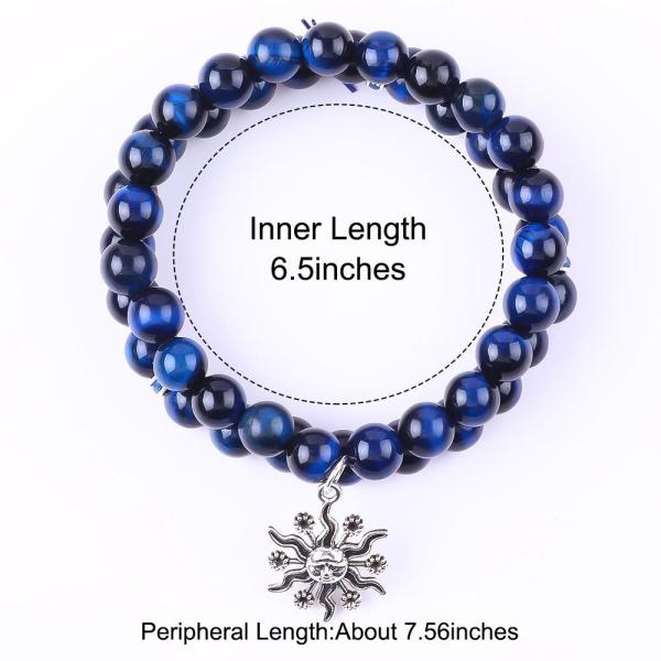 Эластичный круглый темно-синий 8 мм Тигровый глаз Драгоценный браслет Лечебная энергия Очарование Ювелирные изделия