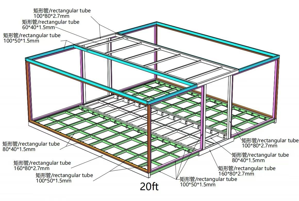 20ft Expandable Container House with Steel Frame and Customized Prefabricated Modular Home