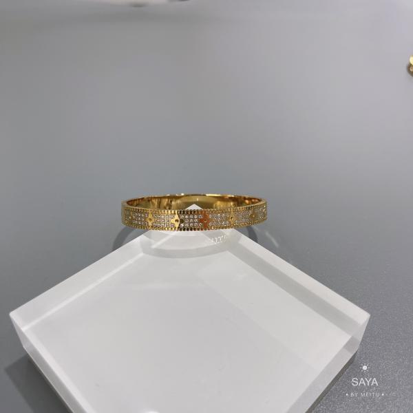 18K Gold Stainless Steel Bracelet Kaleidoscope Full Drill Wide Version Bangle