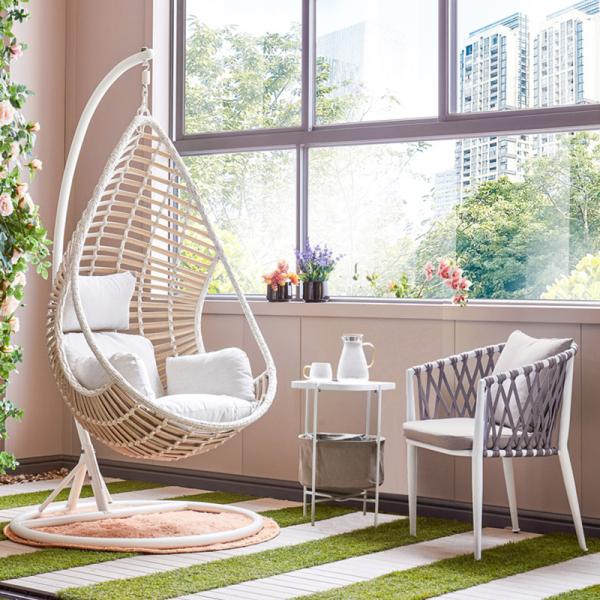 Aluminum Tube Frame Patio Wicker Swing Chair With Thick Cushion