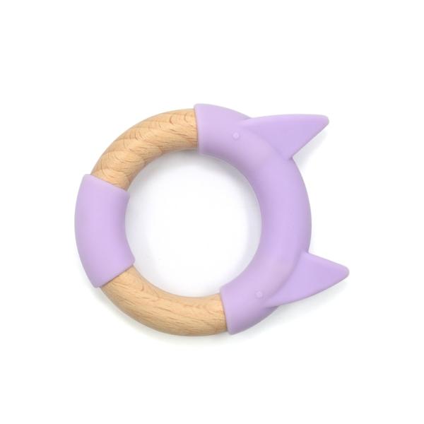 Purple Silicone Beech Wood BPS BPA Free Funny Teething Toys