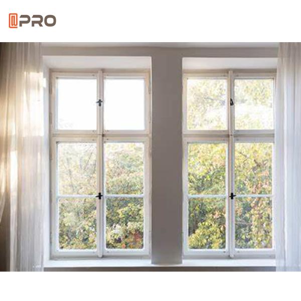 American Style Aluminum Casement Windows Flange Installation Tempered Glass For Home Villa