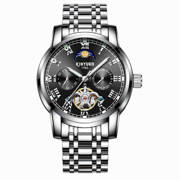 Luxury Mechanical Wrist Watch Tourbillon  Automatic Movement Mens Skeleton Moon Phase Automatic Mechanical Watch