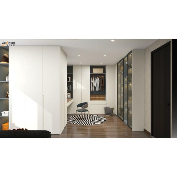 Деревянная одежда на заказ Застежка дверь гардероб с светодиодным шкафом Современная спальня