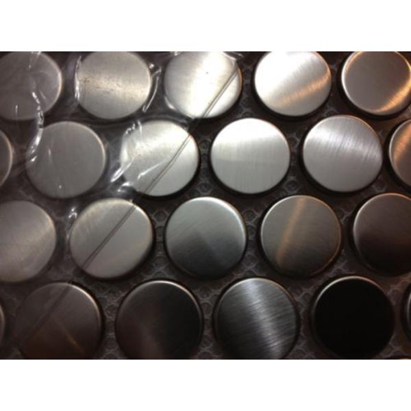 Antique Small Metallic Border Tiles , Stainless Steel Penny Round Mosaic Tile