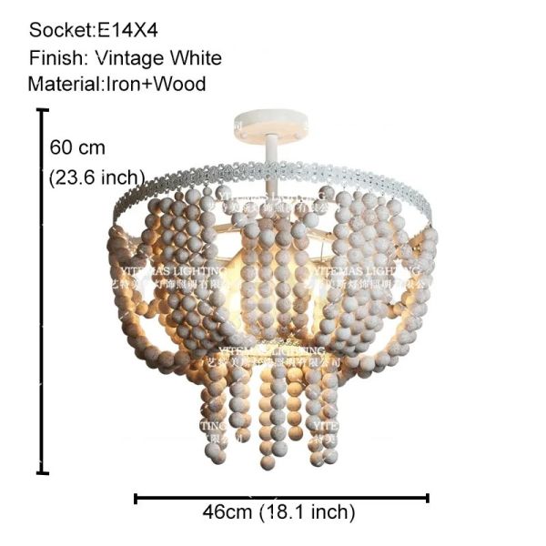 Gold Chandelier Wooden Beaded Lighting Fixture Fringe Hanging Light Silas Chandelier (WH-AP-652)