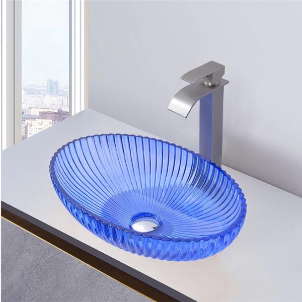 Fashionable Glass Wash Basin With 1 Hole 12mm Thick Transparent Painted Colors Bathroom Sinks