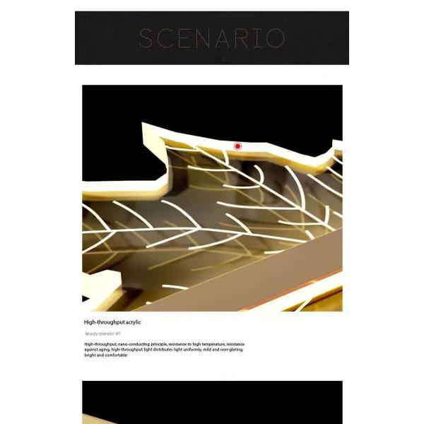 Modern Led Simple Art Leaf Acrylic Chandelier Gold Home Hotel Staircase Dining Decorate Pendant Light