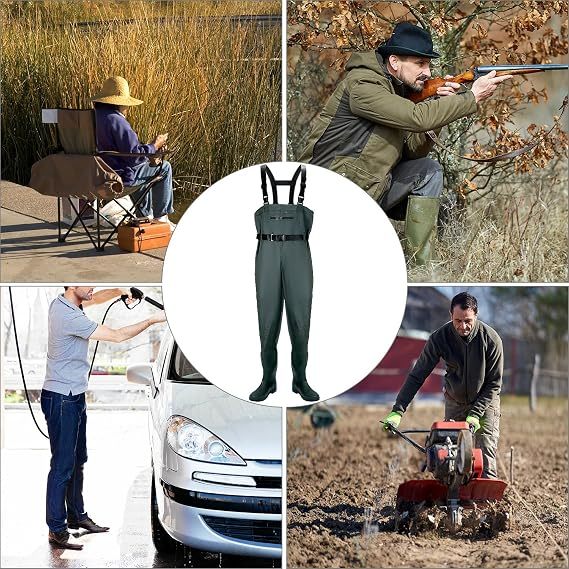 Adjustable Straps Fishing Waders Acid Alkali Resistant PVC Waders Waterproof For Anglers Hunters
