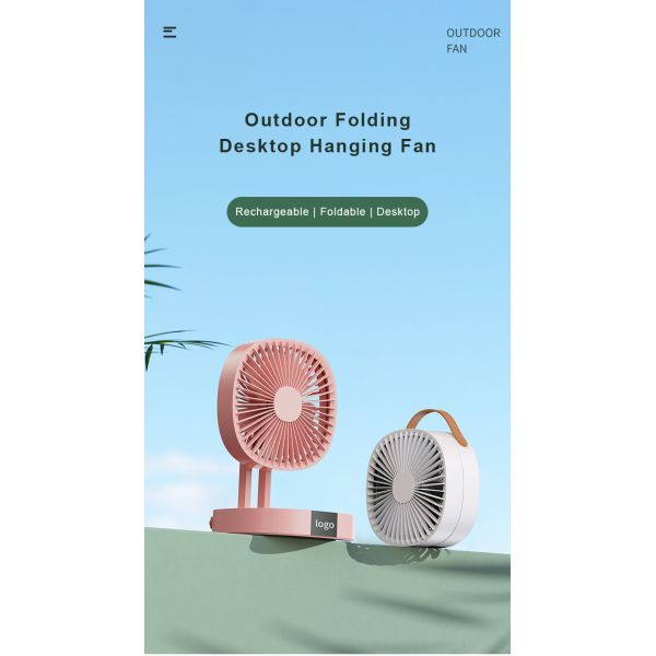Rechargeable 2000mAh Battery Portable Desk Fan With Hook High Speed Humidify Function