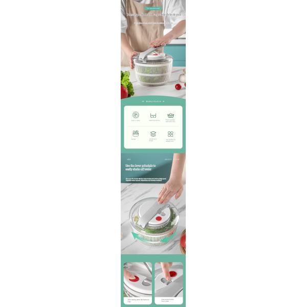 One-Handed Bamboo Electric QuickPush Salad Spinner for Fast and Easy Salad Preparation