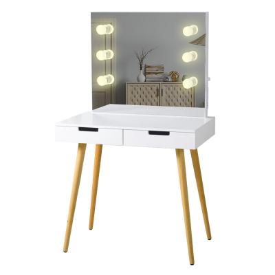 USB Charger MDF Board Cosmetic Dressing Table 3mm Mirror With LED Light