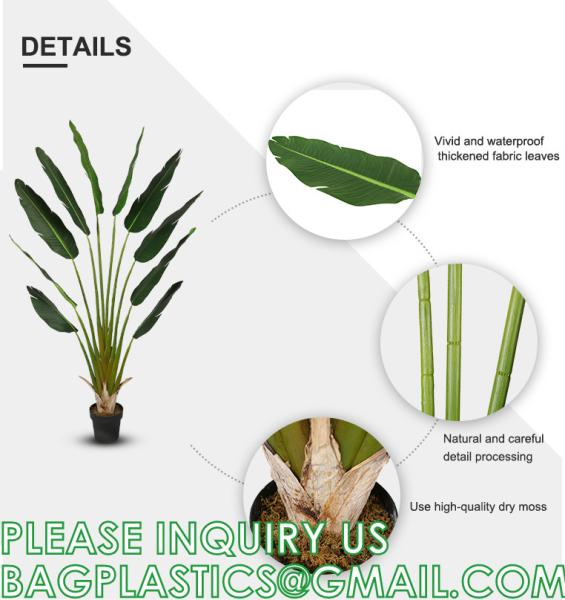Artificial Bird of Paradise Plants 6 Ft Fake Tropical Palm Tree with Trunks in Pot and Woven Seagrass Belly Basket