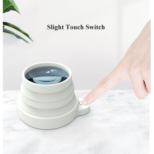 3X K9 Lens Magnifying Glass Dome Lighted Portable Foldable ABS Plastic Desktop with 14 Bright LEDs for Reading