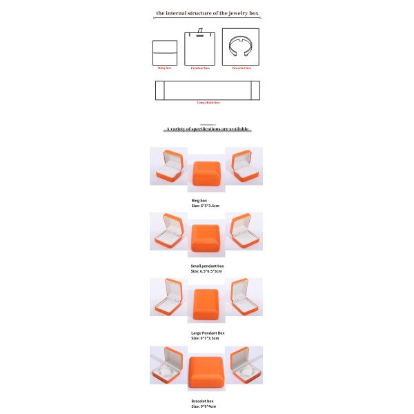 Custom Logo Rectangle Orange Leather Jewelry Box for Luxury Bracelet Necklace Storage