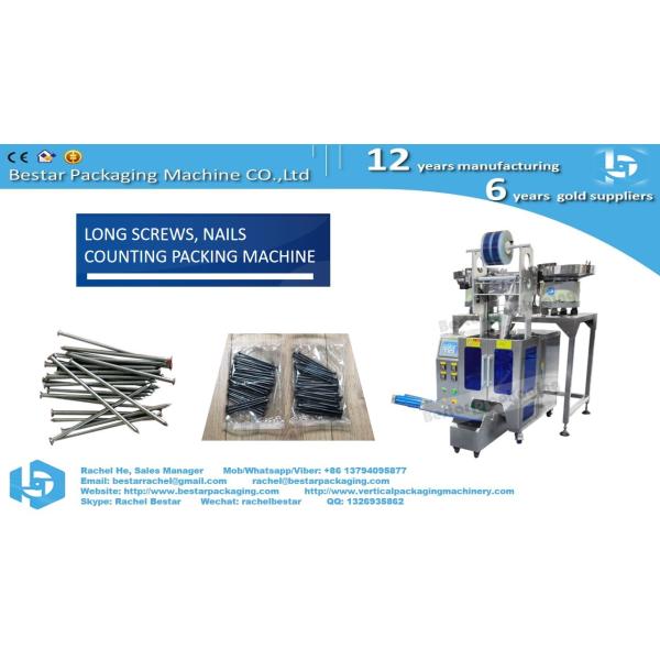 Long screw automatic alignement packaging machine with two counting bowls