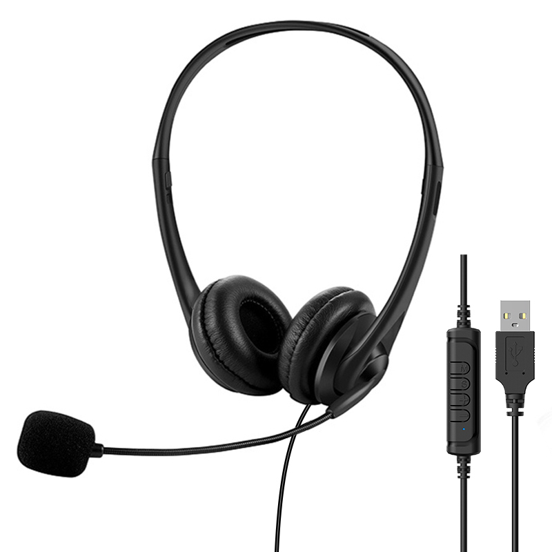 JTY-430 professional call center earphones with microphone, multiple plugs USB/Type-C/3.5mm wired earphones, comfortable to wear earphones, suitable for online learning and business conference calls