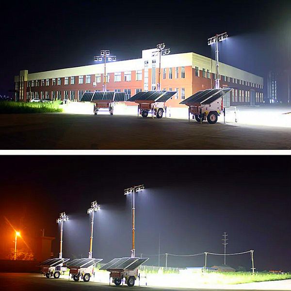 Solar Powered Portable Light Towers Disaster Relief Operations High Efficiency Mobile LED Light Tower