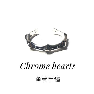 Adjustable 925 Silver Bangles Vintage Fishbone Design For Men