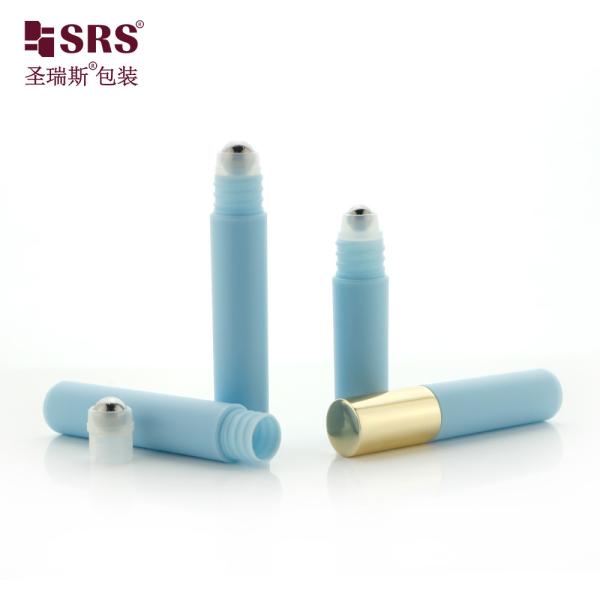 RPA-5ML Blue Empty Plastic Roller Bottle With Silver Top Metal Roller Ball