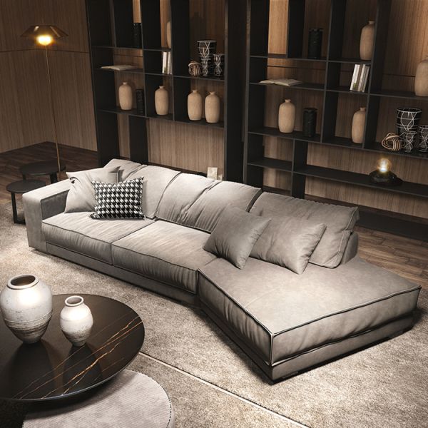 Modern Indoor Designer Italian Sofa Sets Large Fabric 2-Piece Corner Sectional Couches Convertible Furniture for Living Room
