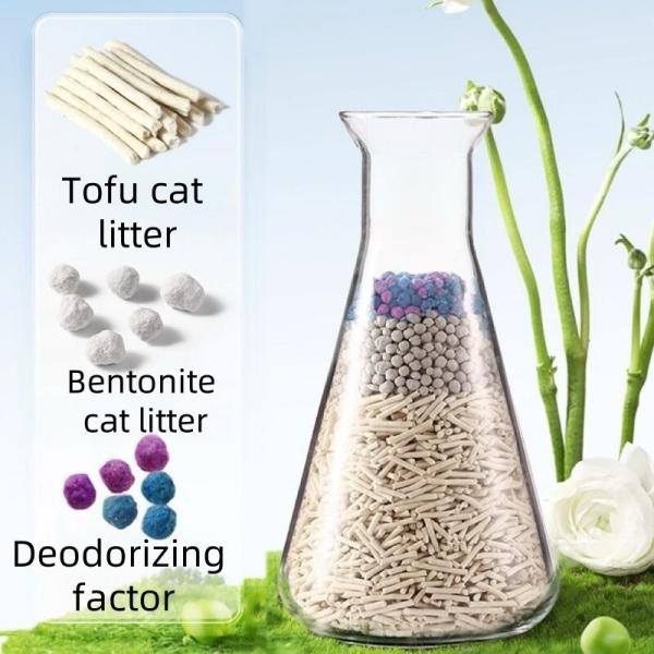Facile à nettoyer Litter de chat mixte biodégradable écologique Litter de chat au tofu