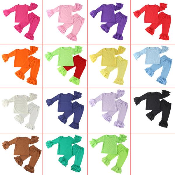 Plain 100 Cotton Baby Long Sleeve Clothes , Newborn Baby Girl Boutique Outfits