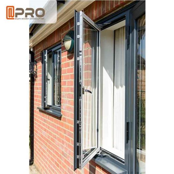Grey Modern Aluminum Casement Windows Sound And Heat Insulation grey aluminium casement window
