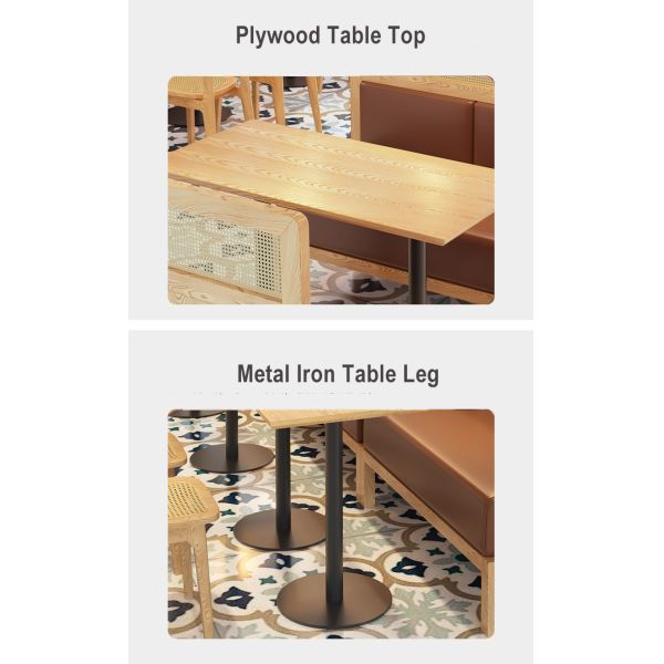Customized New Design Woven Rattan Chair and Sofa Plywood Table Restaurant Cafe Sets