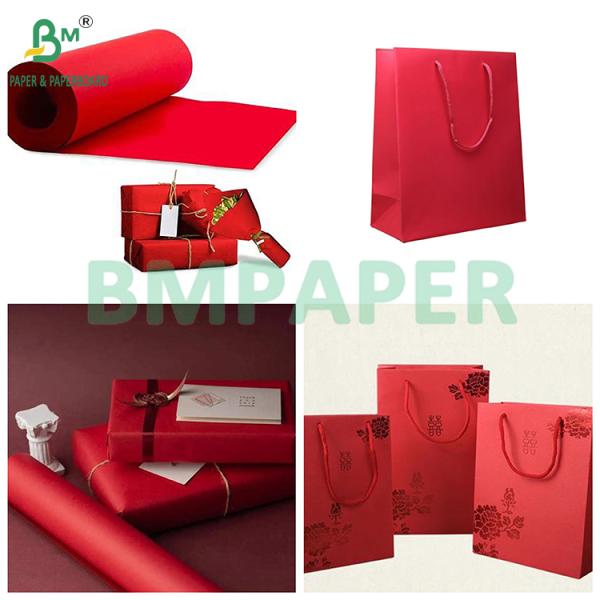 120-400gm Protección del medio ambiente Papel Kraft rojo para envolver regalos